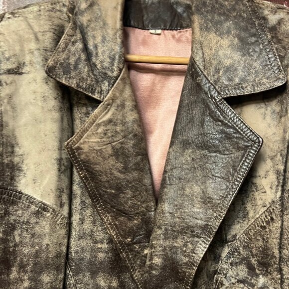 Vintage Distressed Genuine Leather Jacket - Picture 3 of 10